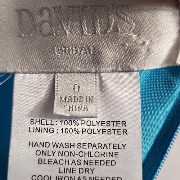 David's Bridal Crinkle Chiffon Dress Cascade Skirt in Malibu NWT Size 0 - Picture 9 of 16